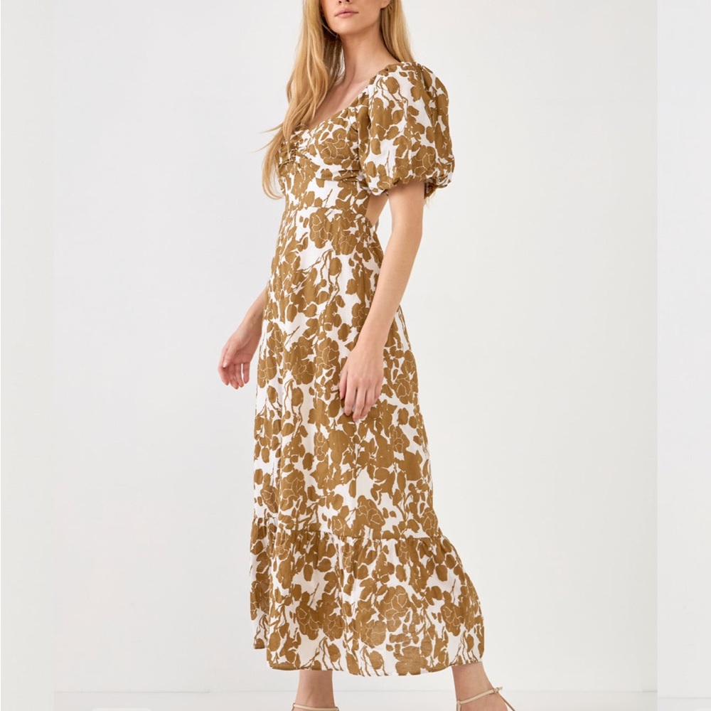 Floral Puff Sleeve Maxi Dress